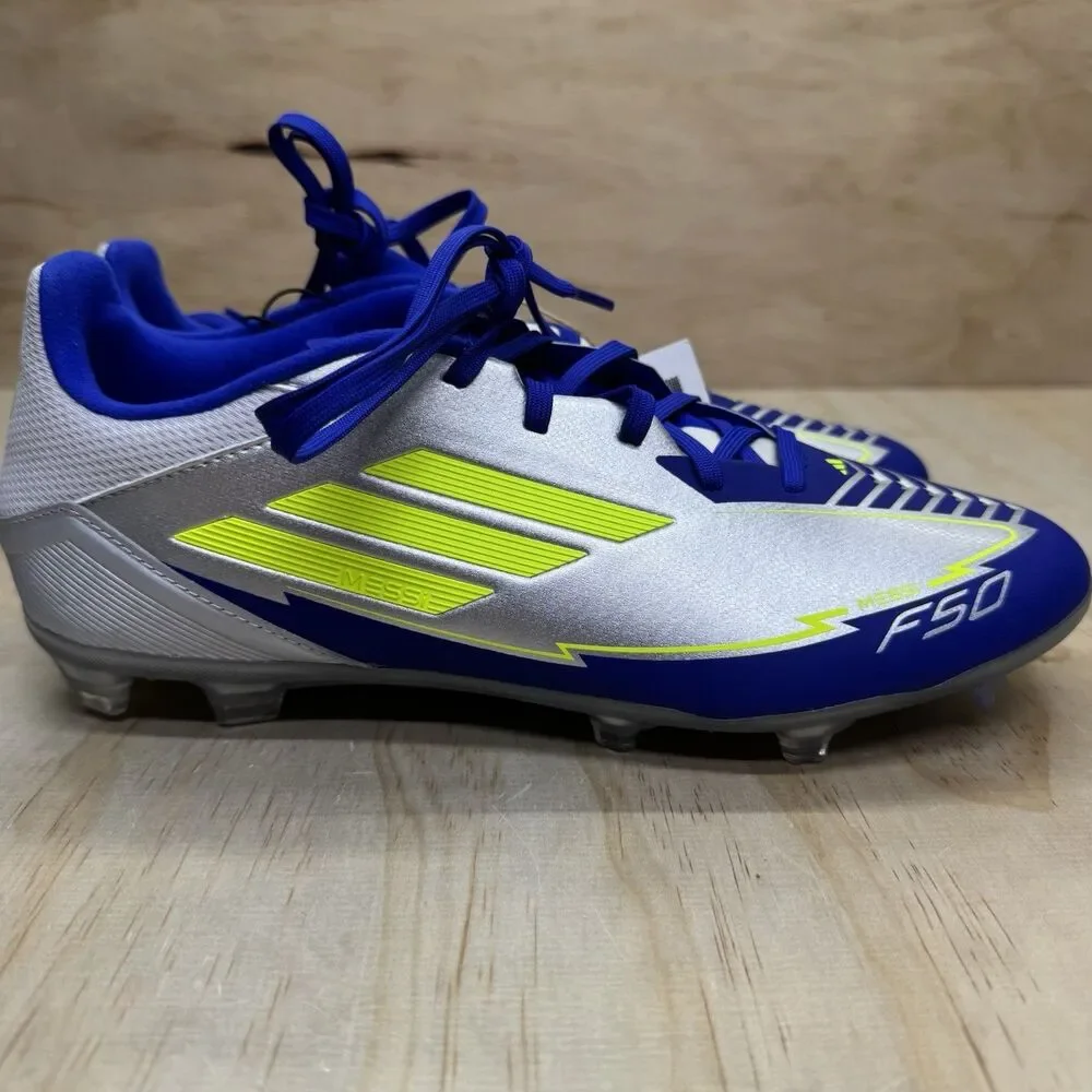 NEW adidas F50 League Messi Firm Ground Soccer Cleats Mens Sz 10 Silver IH0918